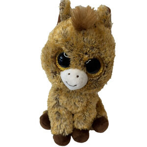 Ty Beanie Boos Harriet The Horse 6" 2017 Brown Plush w/Big Orange Glitter Eyes